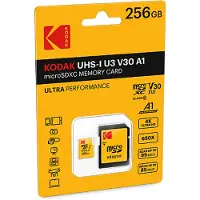 Kodak Microsdxc Micro Sdxc Microsd 256gb Uhs-i U3 V30 A1 card + Adapter
