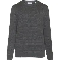 KnowledgeCotton Apparel Vagn Regular Bubble Knit Crew Neck Dark Grey Melange - S