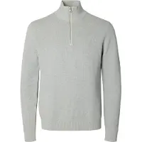 Selected Slmdane Ls Knit Structure Half Zip Noos - Grey - XXL