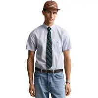 Gant for man. 3000101 Regular Fit short sleeve shirt in blue poplin (4XL), Casual, Cotton