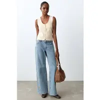 Mango Embroidered Straight-Leg Jeans - Blue - 40