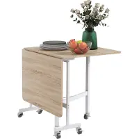 Aosom Ruokapöytä Homcom 120x80x73cm, valkoinen/vaaleanruskea