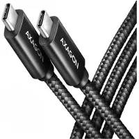Axagon 2.0 USB-C -kaapeli, PD3.1 240W, punottu, 2,5m, musta