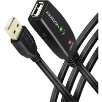 Axagon 2.0 USB-A -jatkokaapeli, aktiivinen, lisävirralla, uros-naaras, 7,5m, musta