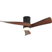 QAZQA Plafondventilator wit met walnoot hout print 132cm incl. LED dimbaar met afstandsbediening - Twist