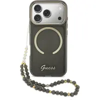GUESS iPhone 17 Pro IML Glitter Script Hihnakotelo - MagSafe-yhteensopiva - musta