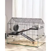 Vevor -hamsterihäkki, 360° katselukulma, läpinäkyvä hamsteriympäristö, pieneläinhäkki, 29,5 x 17,3 x 24 tuumaa, tuuletettu lemmikkihiirihäkki vesipullolla, kannettava hamsteritalo rotille, marsuille