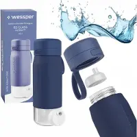Wessper Sininen suodatinpullo + täyttö bidon 0.5L vesipullo suodattimella.