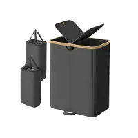 Hobby Hall Pyykkikori, 52x38.5x75 cm, musta-beige, kangas