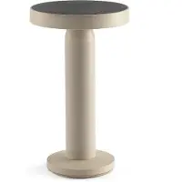 Faro Solar-LED-pöytävalaisin Cairo, beige, muovi, IP44, 21 cm himmennettävä, Alumiini/harmaa/sinkki, Olohuone/ruokailutila, Synteettinen materiaali, Moderni