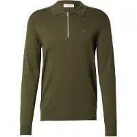 Lindbergh Ecovero L/S Zip Polo - Khaki green - XL