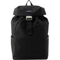 Calvin Klein Embossed Woven Flap Backpack - Black - ONE SIZE