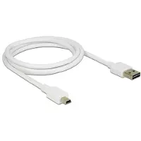 DeLOCK 1m, USB2.0-A/USB2.0 Mini-B, 1 m, USB A, USB B, USB 2.0, Uros/uros, Valkoinen (85157)
