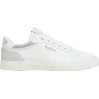 Pepe Jeans Matalavartiset tennarit 'KENTON COURT' harmaa / hopea / valkoinen