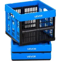 Vevor Muoviset kokoontaitettavat säilytyslaatikot, 25L 3 pakkausta, Pinottavat taittuvat säilytyslaatikot kahvoilla, Pitää 10 kg laatikkoa kohden, Taittuvat raskaaseen käyttöön tarkoitetut laatikot, T