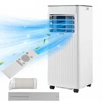 Vevor kannettava ilmastointilaite, 7000 BTU 2kW 3-in-1 -jäähdytyslaite, LED-kosketuspaneeli ja kaukosäädin, 24 tunnin ajastin, jäähdytys-/ilmankuivaus-/tuuletintila sisätiloihin, valkoinen, energiateh