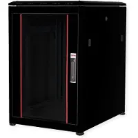 Roline 19-inch Pro 16U network cabinet, 600x800 WxD with glass door, black