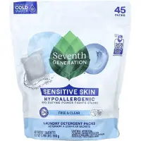 Seventh Generation , Pesuaine Pakkaus, Vapaa & Selkeä, 45 Pakkaus, 1.98 lbs (900 g)