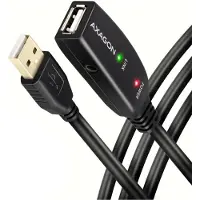 Axagon 2.0 USB-A -jatkokaapeli, aktiivinen, lisävirralla, uros-naaras, 15m, musta