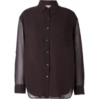 Calvin Klein Roll Sleeve Utility Pocket Blous - Brown - XS