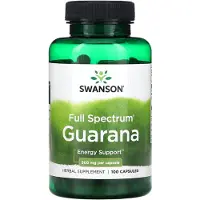 Swanson Health Täysspektrinen Guarana, 500 mg - 100 kapselia
