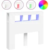 vidaXL Sängynpääty LED-valoilla valk. 120x18,5x103,5 cm tekninen puu