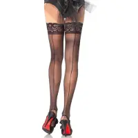 Leg avenue Sheer Stay Up's With Backseam Black - Onesize