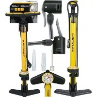 Dunlop korjaamo- ja polkupyöräpumppu 160psi (11bar) painemittarilla - keltainen