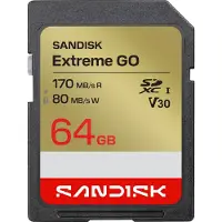 SanDisk SD-kortti - - Extreme GO - 64 Go - SDXC UHS‑I - V30 (U3) 170/80 Mo/s