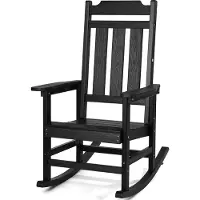 Vevor Porch Rocker, HIPS ulkokeinutuoli, korkeaselkäinen terassikeinutuoli sileillä käsinojilla, tukee jopa 180 kg, puutarhaan, parvekkeelle, kuistille, musta