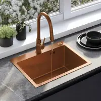 REA Liam Brush Copper Musta Teräsallas without kitchen faucet
