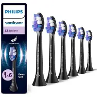 Philips Sensitive HX6056/88 Harjaspääpakkaus, 6 kpl, 6 kpl, musta, 3 kuukautta, Erittäin pehmeä, , Sonicare