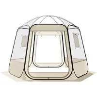 Vevor Pop up -kuplateltta, 10 x 9,2 jalkaa vedenpitävä ja UV-suojattu, kirkas retkeilytelttakatos, ulkopuutarhakupoli-igluteltat ikkunoilla, 540° panoraamanäkymä, 4-8 hengen patio-takapihalle