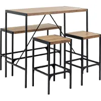 Ebuy24 Bahamas teollisuustyylinen baaripöytäsarja, musta & tammi, MDF