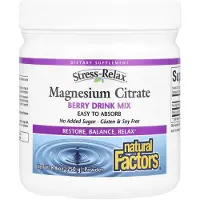 Natural Factors , Stress-Relaks, Magnesiumsitraatti, Berry Drink Mix, 8,8 oz (250 g)