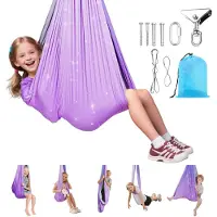 Vevor Sensory Swing, kaksikerroksinen kangas Sensorys-riippumatto, sisä- ja ulkokäyttöön tarkoitettu sensory-keinu 360° kääntyvällä ripustuskoukulla, O-hihna, kestää jopa 136,07 kg, säädettävä ilmajoo