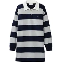 Calvin Klein Jeans Ls Varsity Stripe Mini Polo Dres - Navy - M