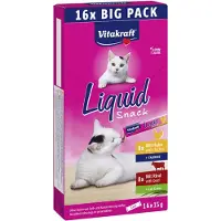 Vitakraft Liquid Snack Selection Chicken & Beef, Kissan märkäruoka, Adult, 16 x 15 g