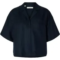Selected Slflyra 2/4 Boxy Linen Blend Shirt Noos - Navy - 40