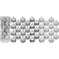 Christmas Decoration Joulukoriste muovinen koriste pommi 6cm setti 35 arkkia hopea