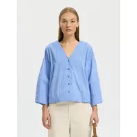 Selected Slfbea 3/4 V Neck Shirt B - Blue - 34