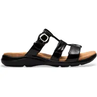 Clarks for woman. 26185965 Kitly Pearl leather shoes white patent leather black (39), Flat, None, Casual