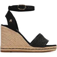 Tommy Hilfiger High Wedge Espad Raffia - Black - 39