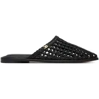 Tommy Hilfiger Hilfiger Leather Mix Flat Mule - Black - 36