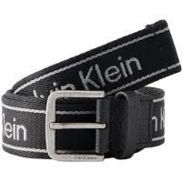 Calvin Klein Vyö 'Rounded Buckle Logo Webbing' vaaleanharmaa / musta
