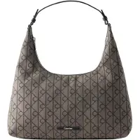 Calvin Klein Olkalaukku 'Emblem Hobo' tummanharmaa / musta
