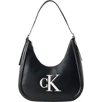 Calvin Klein Olkalaukku 'Contrast Monogram Hobo' musta / valkoinen
