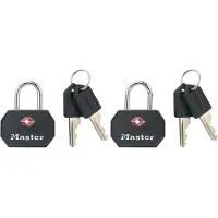 Master Lock TSA Vorhaengeschloesser Schwarz, 4x3x2,2cm,2Stk (4681EURTBLK)