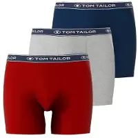Tom Tailor Bokserishortsit tummansininen / meleerattu harmaa / punainen / valkoinen