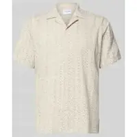 Lindbergh Two Color Structure Cotton/Linen Sh - Cream - L